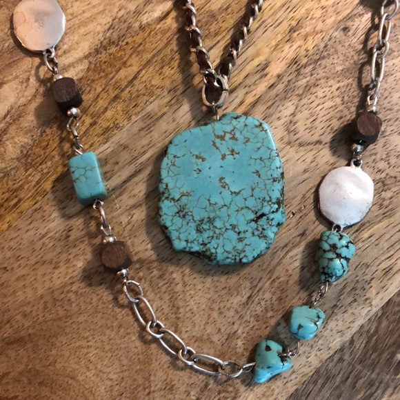 Vintage CHICOs Dual Layer Authentic Turquoise Suede Maxi Statement Necklace - Picture 16 of 16